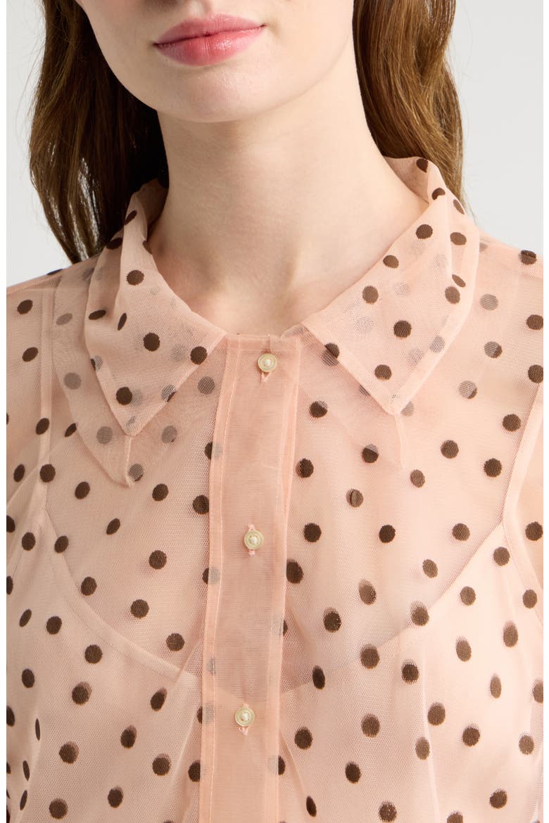 The Cotillion Polka Dot Mesh Top, Alternate, color, PINK DOT