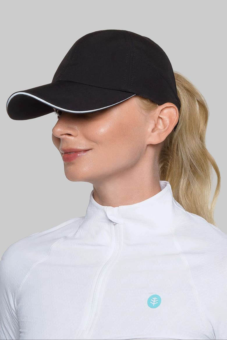 Women's Racket Padel Ponytail Cap, UPF 50+ Sun Protection, Alternate, color, Black