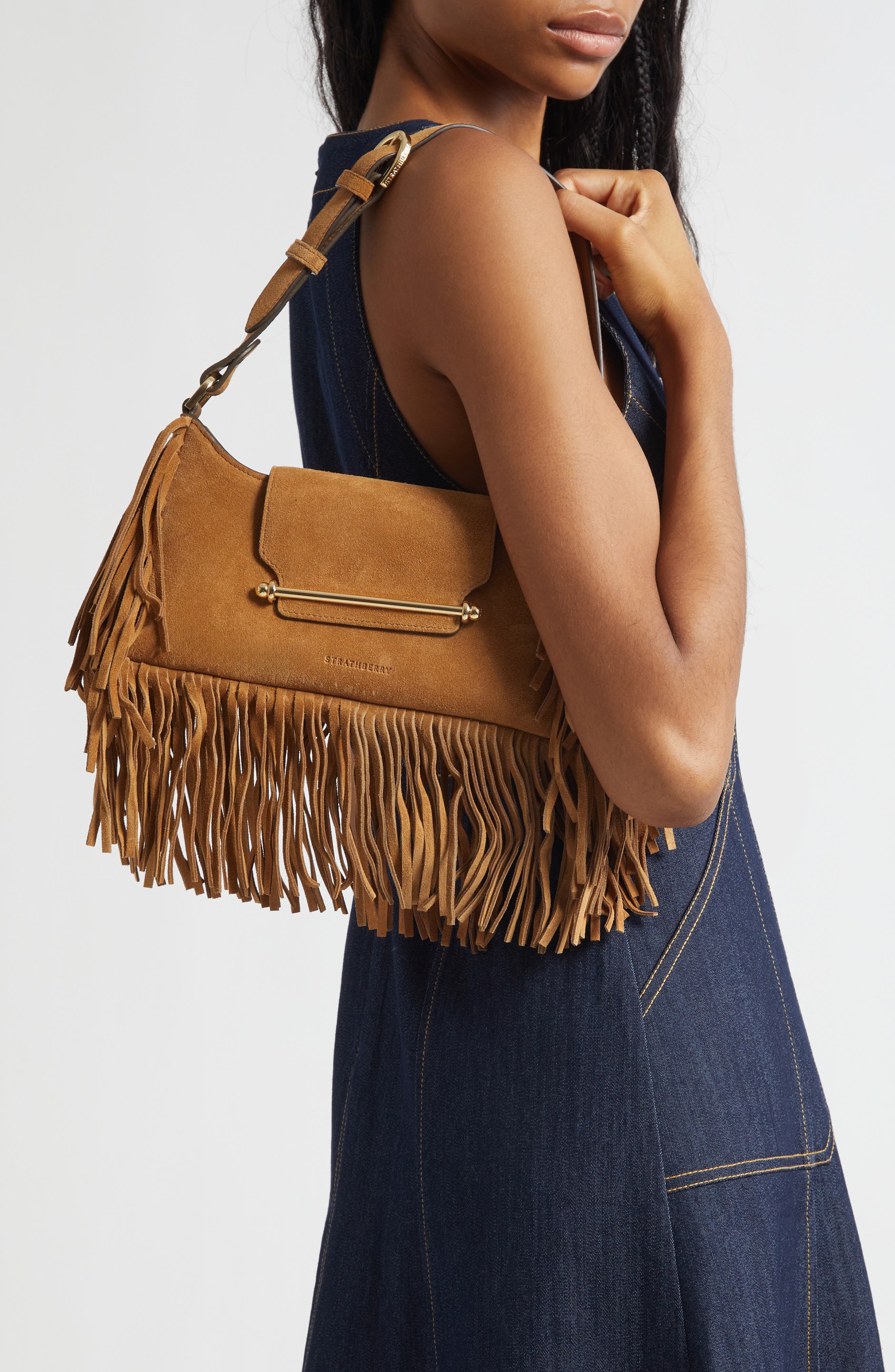 x Cinq à Sept Multrees Fringe Suede Hobo Bag, Alternate, color, TOFFEE