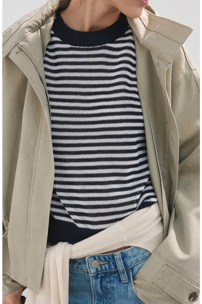 Stripe Crop Sweater, Alternate, color, DARK NAVY