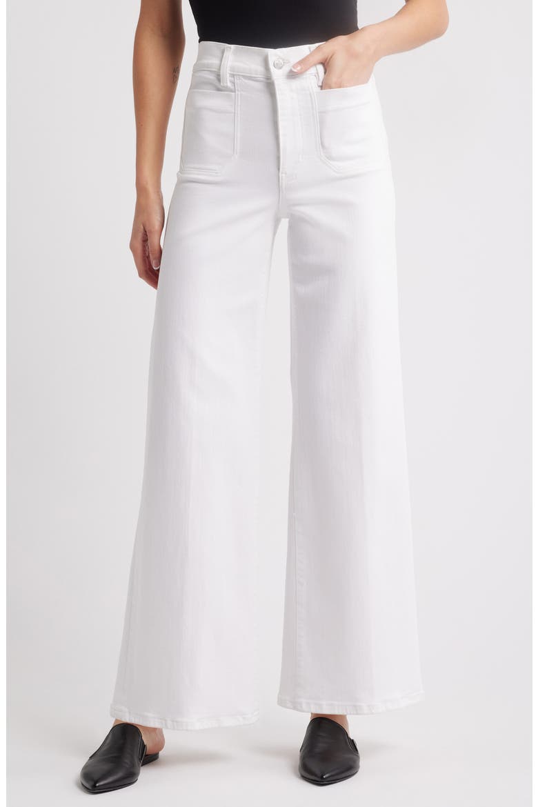 Le Slim Palazzo Patch Pocket High Waist Wide Leg Jeans, Main, color, WHITE