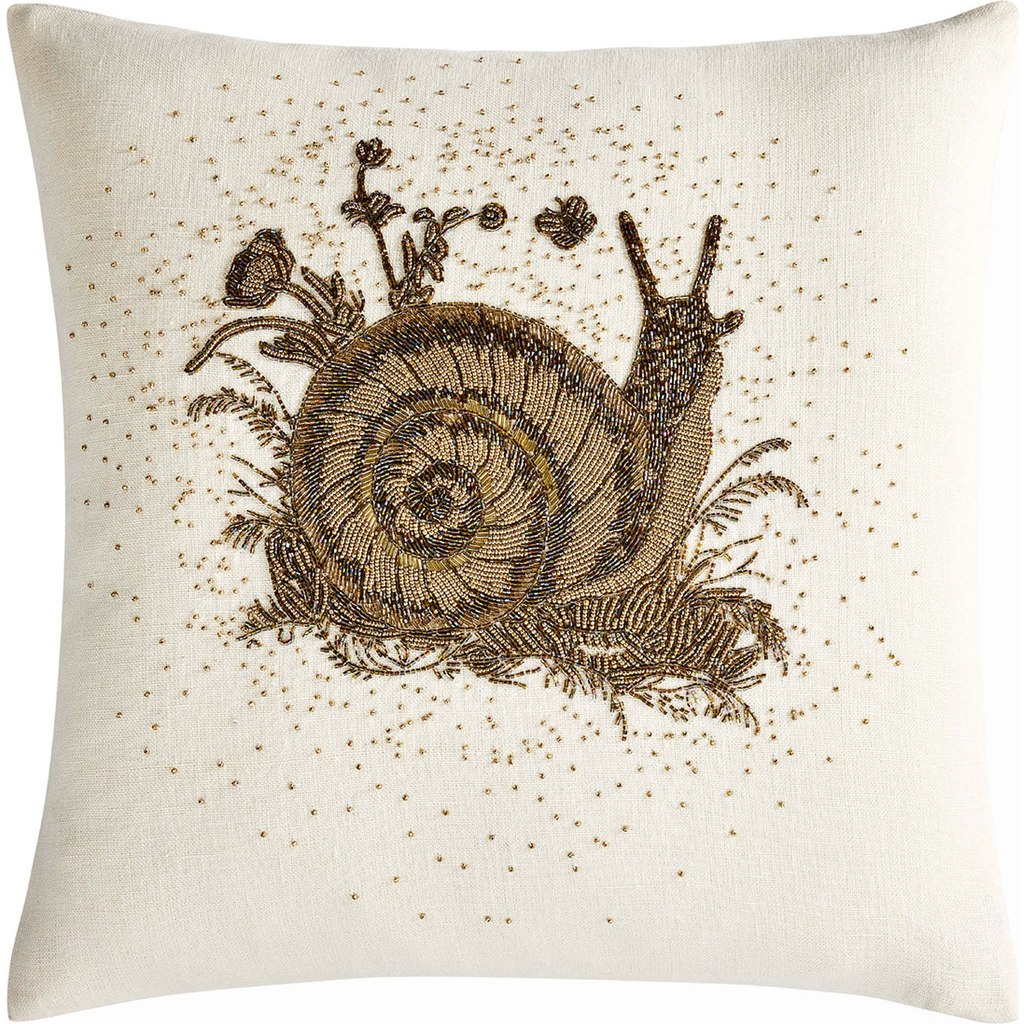 Jonathan Adler Botanist Snail Beaded Pillow In White