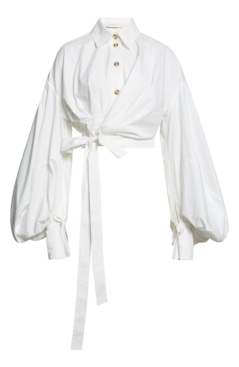 Zimmermann Rebellion Poplin Wrap Shirt, Alternate, color, Ivory