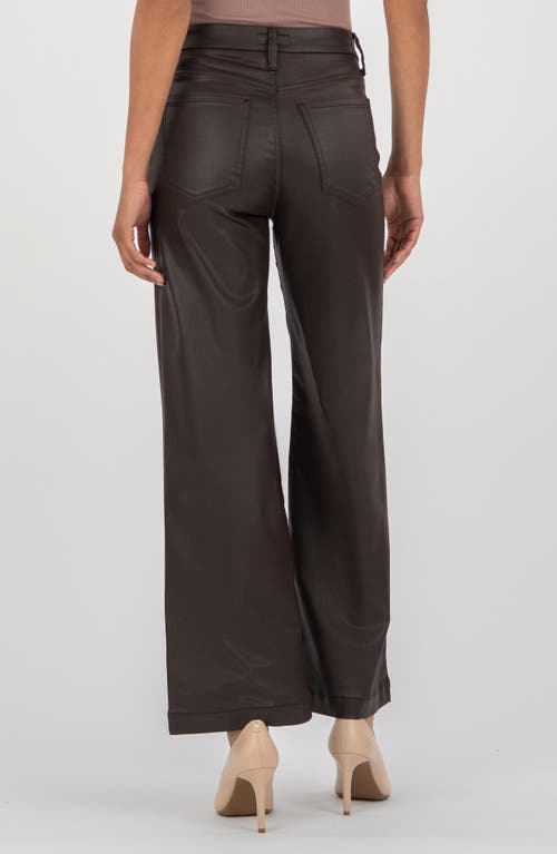 Kut From The Kloth Meg Coated High Waist Wide Leg Jeans In Brown