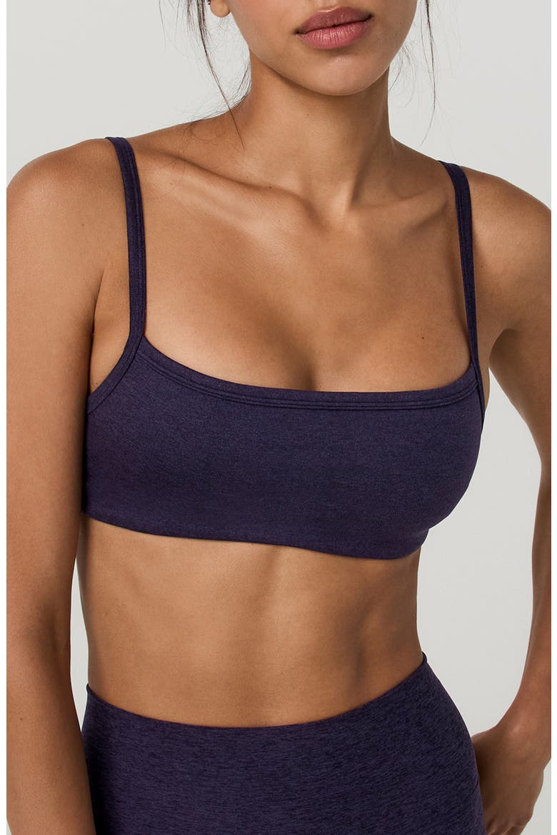 Elevation Square Neck Stretch Sports Bra, Main, color, VELVET VIOLET HEATHER