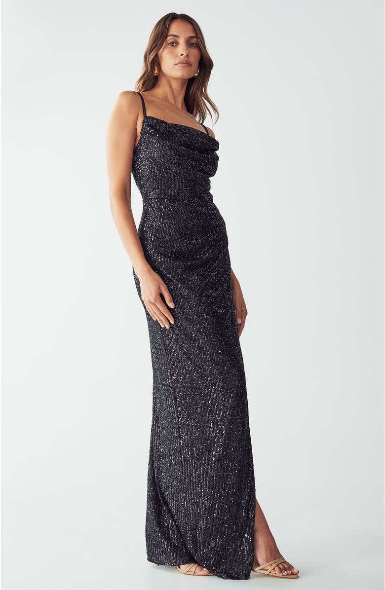 BWLDR Indy Dress, Alternate, color, Black Sequin