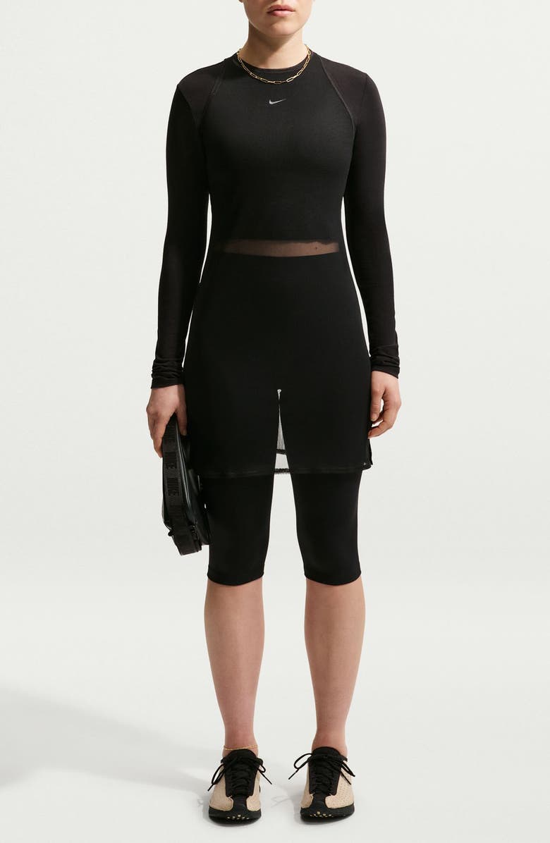 Nike Sportswear Tight Sheer Racerback Dress, Main, color, Black/ Sail