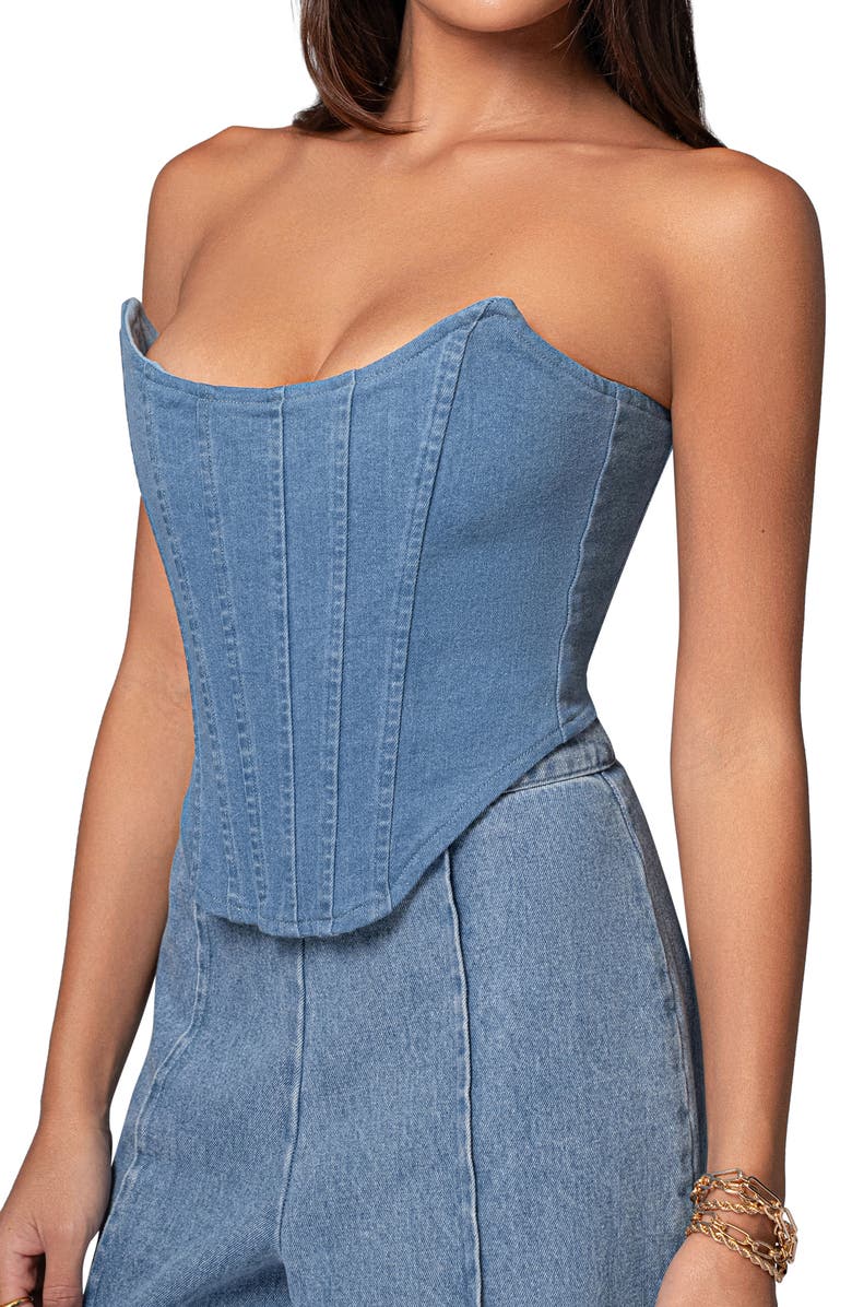 JLUXLABEL Fenix Reversible Denim Corset, Alternate, color, Medium Wash