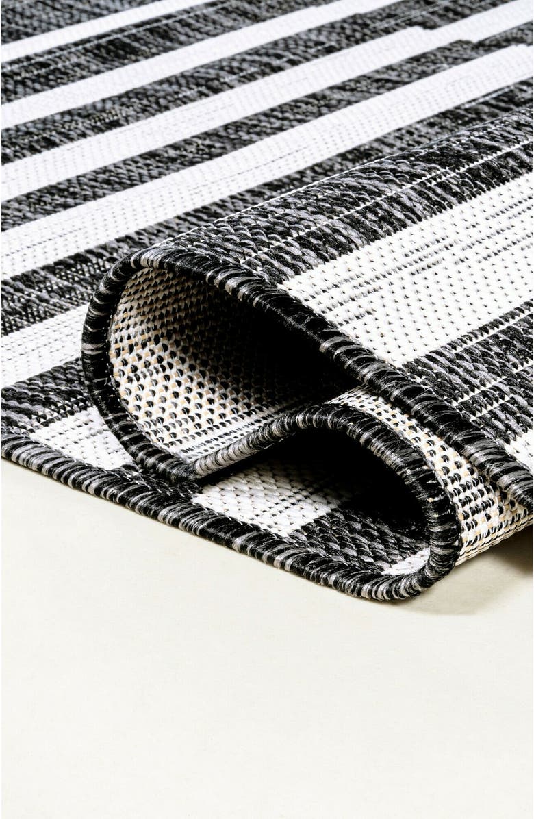 JONATHAN Y Sukie Modern Offset Stripe Indoor/Outdoor Area Rug, Alternate, color, Black/Ivory