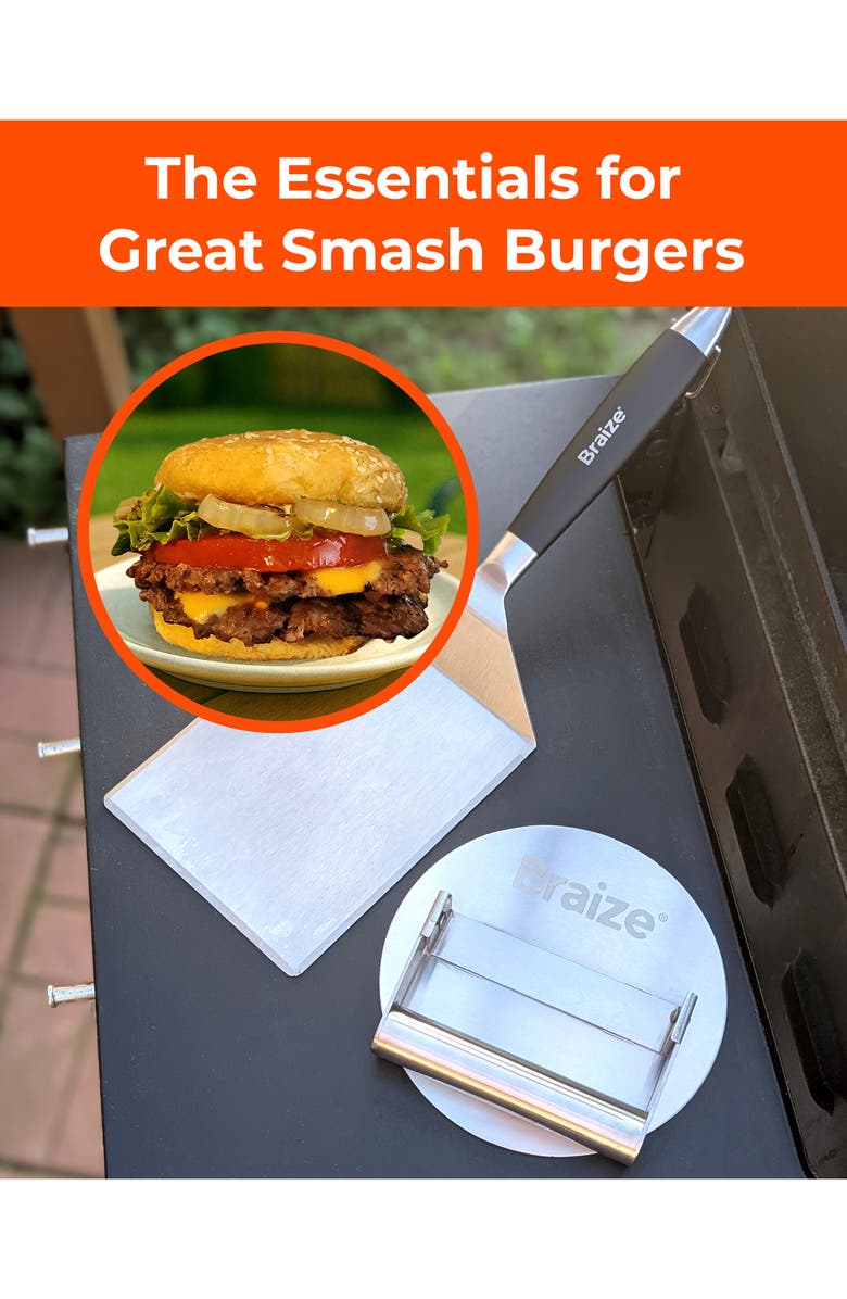 Braize Smash Burger Press Kit, Alternate, color, Stainless Steel