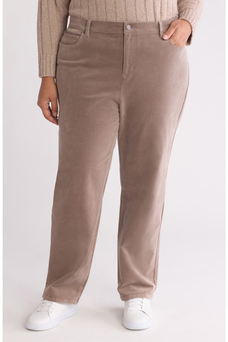 High Waist Ankle Straight Leg Corduroy Pants, Main, color, TAUPE