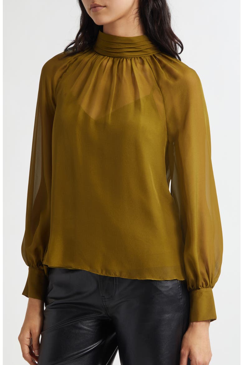 Alyssa Silk Top, Alternate, color, MOSS