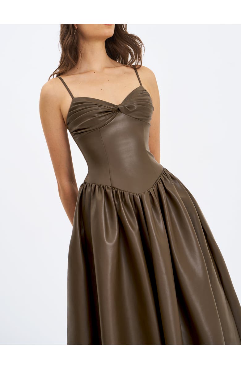 Miss Circle Parisia Vegan Leather Drop Waist Maxi Dress, Alternate, color, Brown