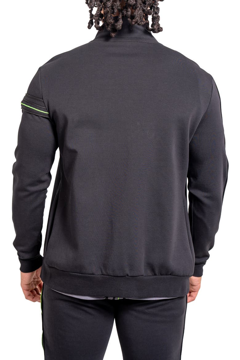 Zipper Resistanceneon Black Knit Track Jacket, Alternate, color, BLACK