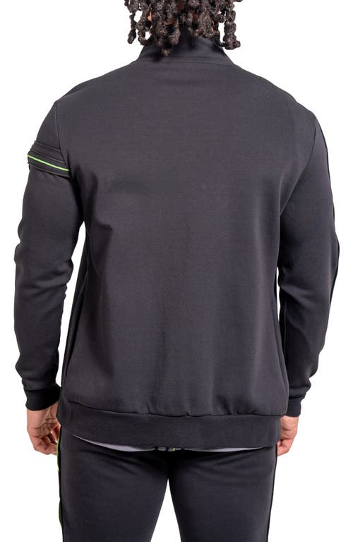 Maceoo Zipper Resistanceneon Black Knit Track Jacket In Black