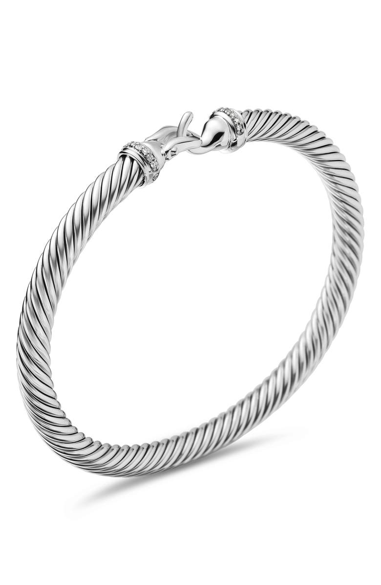 David Yurman Buckle Classic Cable Bracelet in Sterling Silver with Pavé Diamonds, 5mm, Alternate, color, Silver Pave