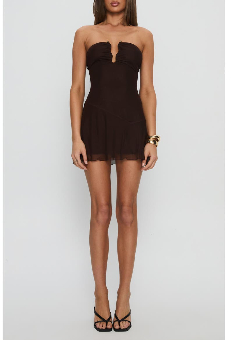 Love to Love Strapless Minidress, Main, color, BROWN