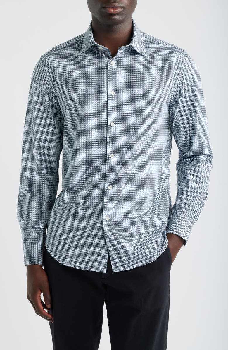 Bugatchi OoohCotton<sup>®</sup> Button-Up Shirt, Main, color, Cobalt