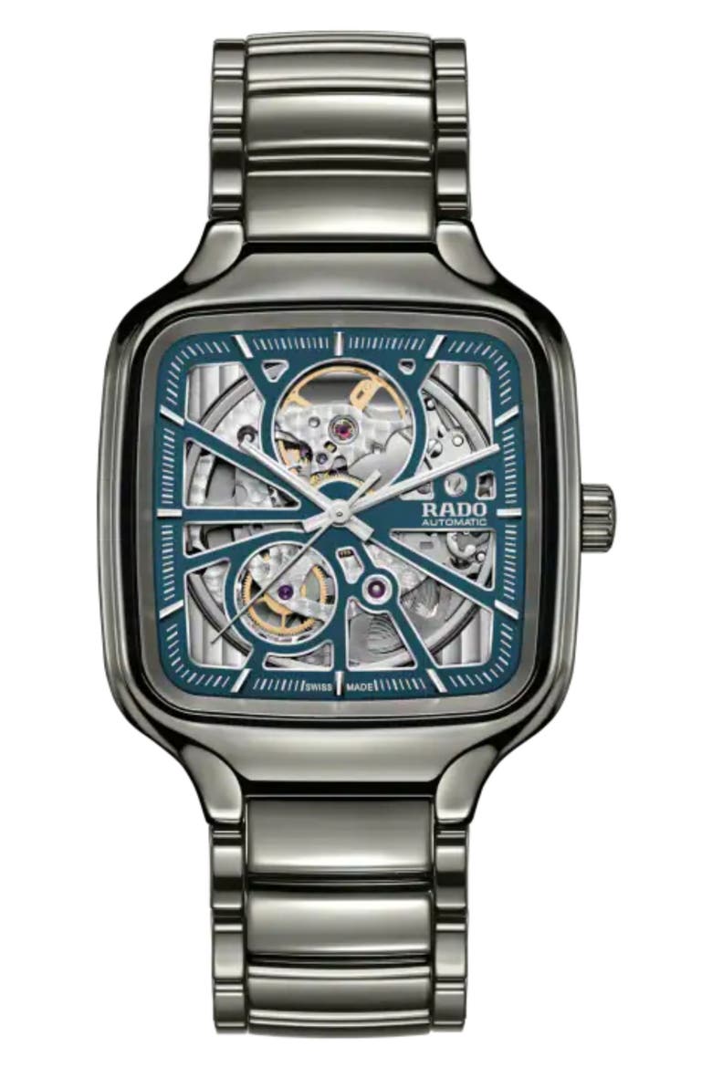 True Square Automatic Open Heart Bracelet Watch, 38mm, Main, color, BLUE