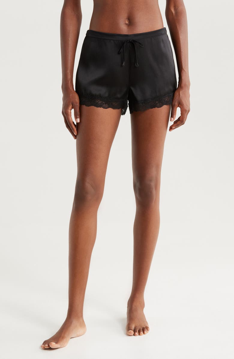 Etam Milky Silk Pajama Shorts, Main, color, Black
