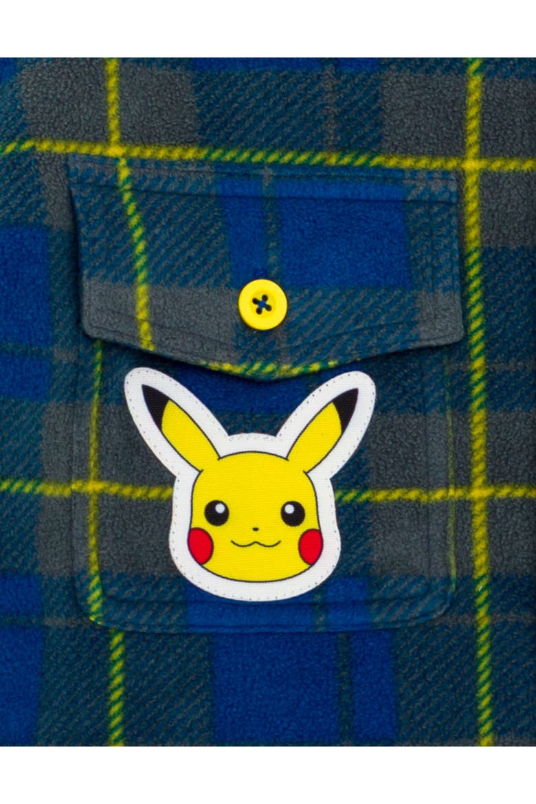 Pikachu Hooded Fleece Shacket, Alternate, color, Navy Yellow Pikachu
