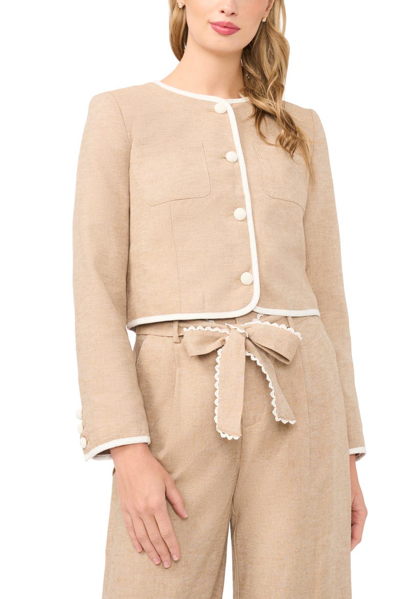 Contrast Trim Jacket, Main, color, TOFFEE