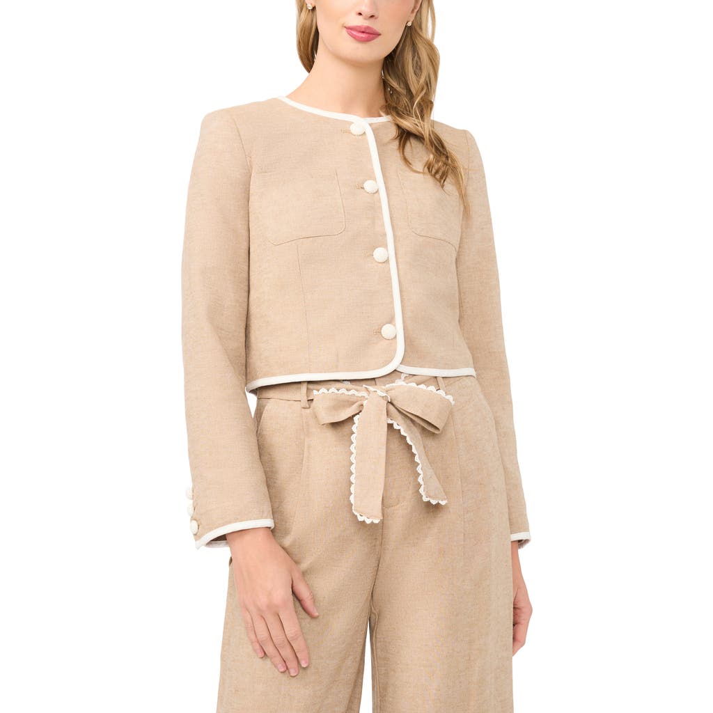 Cece Contrast Trim Jacket In Neutral