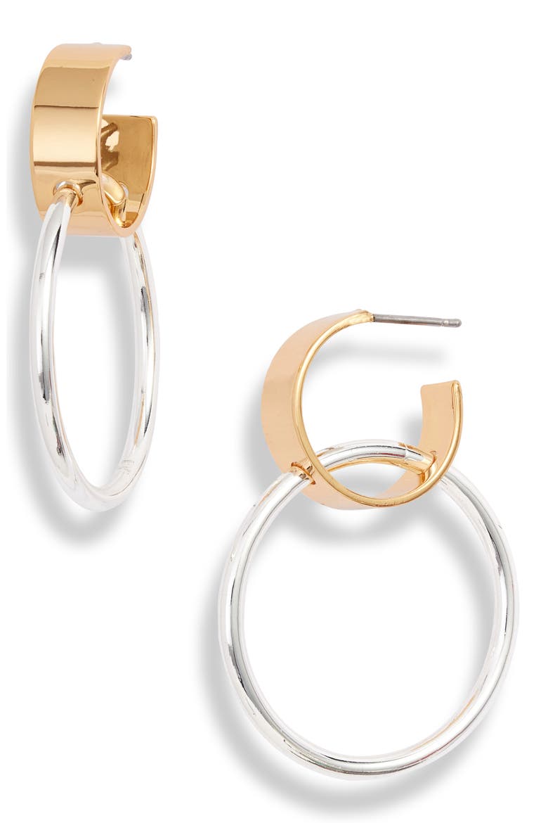Imogen Double Hoop Earrings, Main, color, GOLD/ SILVER