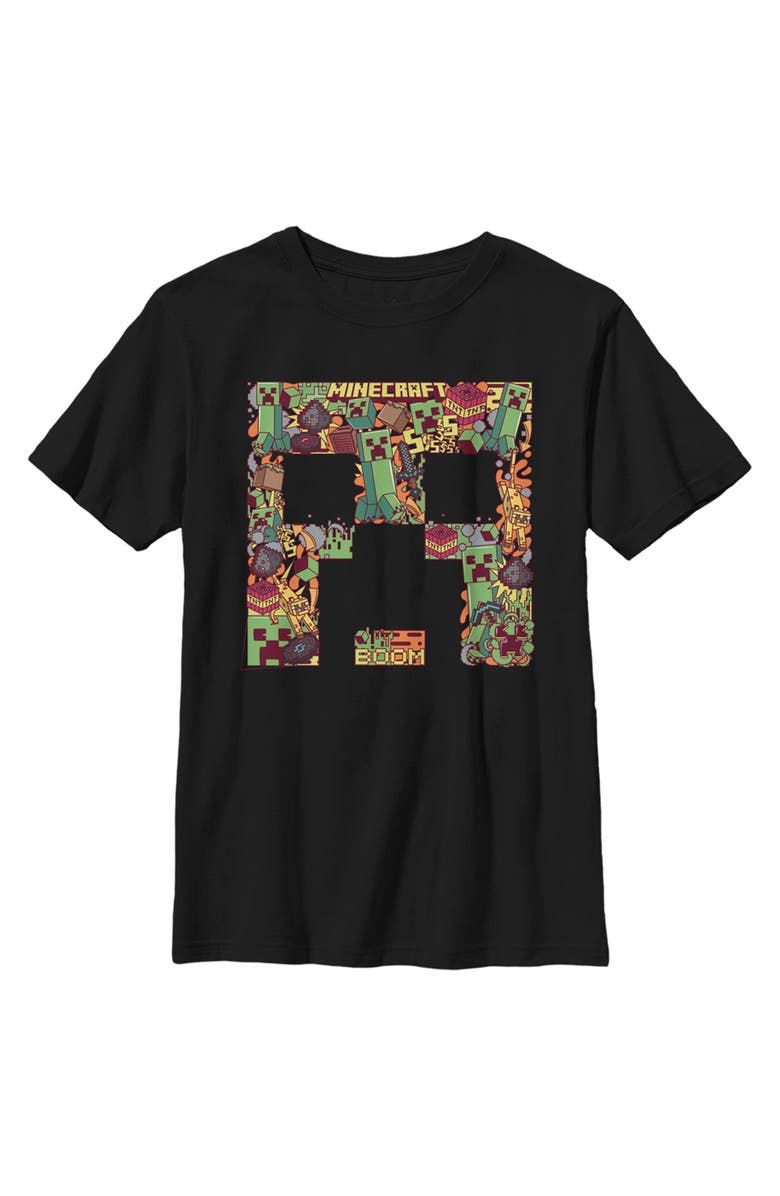 MINECRAFT Boy's Minecraft Creeper Collage Graphic T-Shirt, Main, color, Black