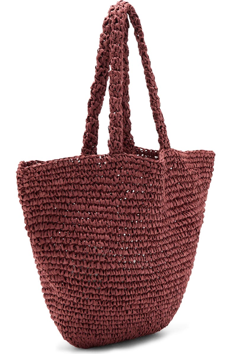 MANGO TEEN Natural Fiber Tote, Alternate, color, Burgundy