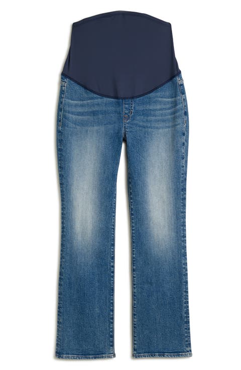 Over The Belly Kick Out Crop Maternity Jeans (Oneida Wash)