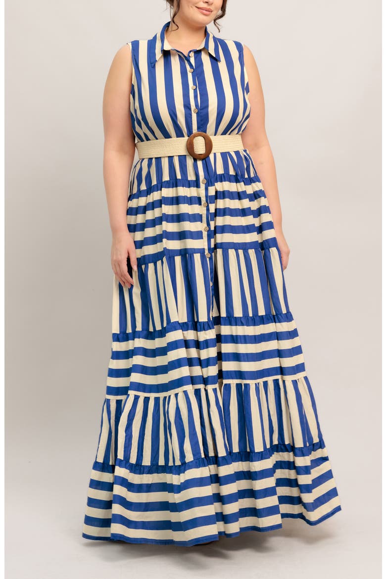 Striped Maxi Dress, Alternate, color, BLUE/IVORY