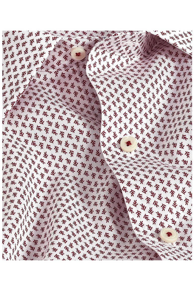 Botanical Print Sport Shirt, Alternate, color, WHITE/ MERLOT