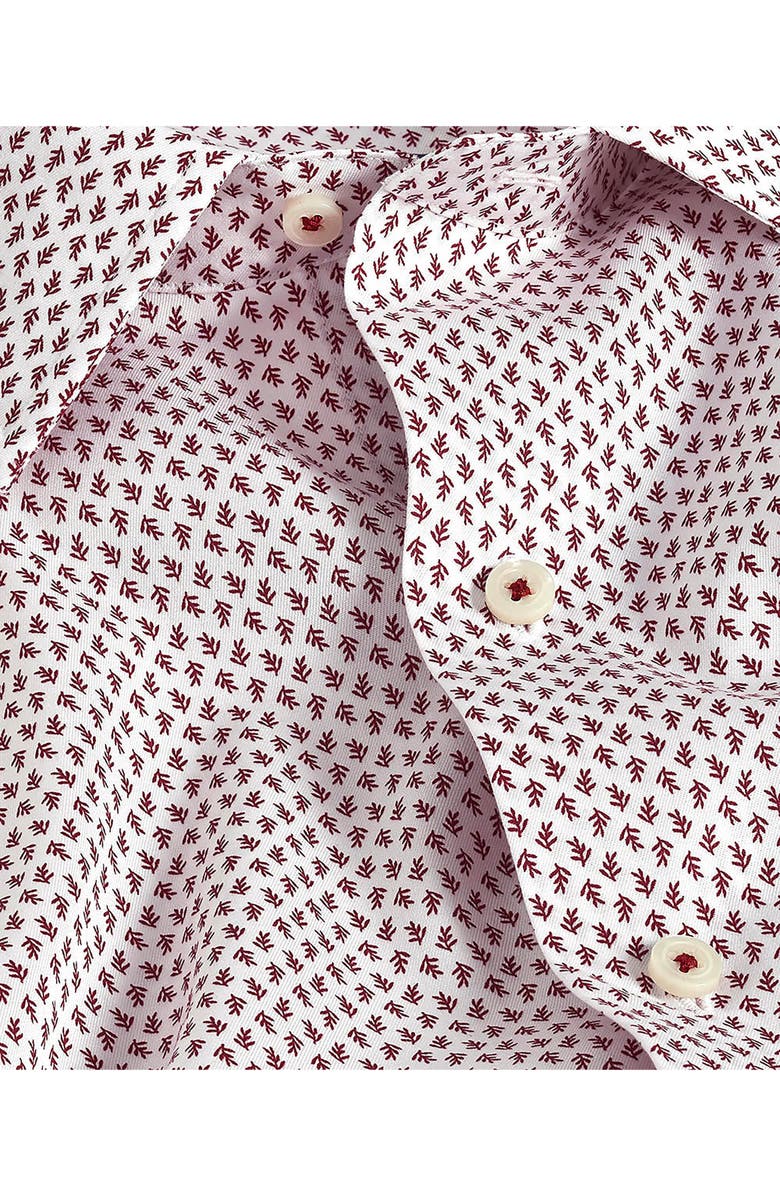 David Donahue Botanical Print Sport Shirt, Alternate, color, White/ Merlot