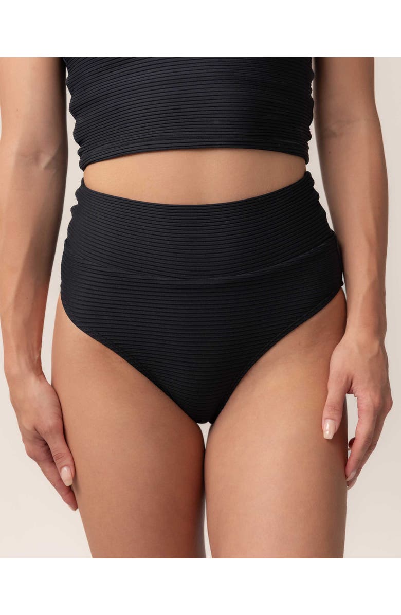 Nani Flat Rib Mid Rise Swim Bottom, Main, color, Black