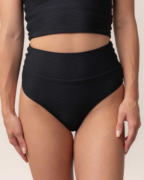 Flat Rib Mid Rise Swim Bottom