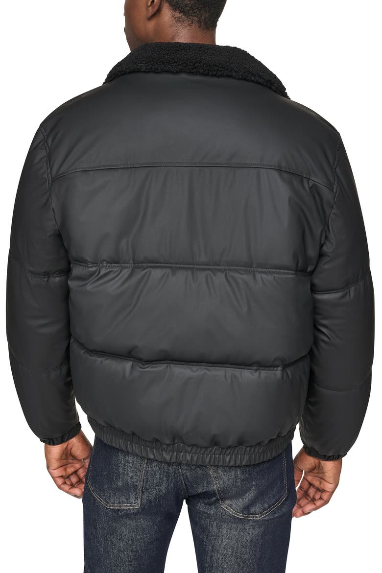 Quilted Faux Leather Bomber Jacket, Alternate, color, BLACK