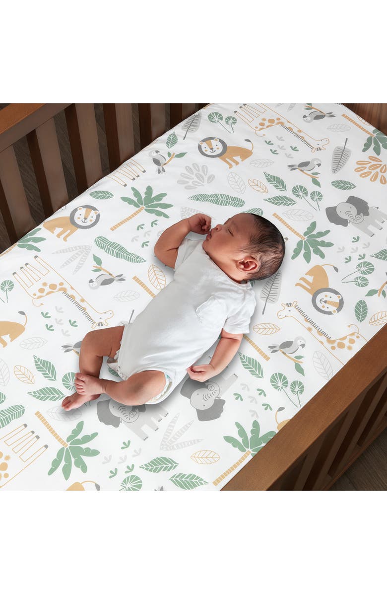 Lambs & Ivy Jungle Friends 5-Piece Safari Animals Nursery Baby Crib Bedding Set, Alternate, color, Green