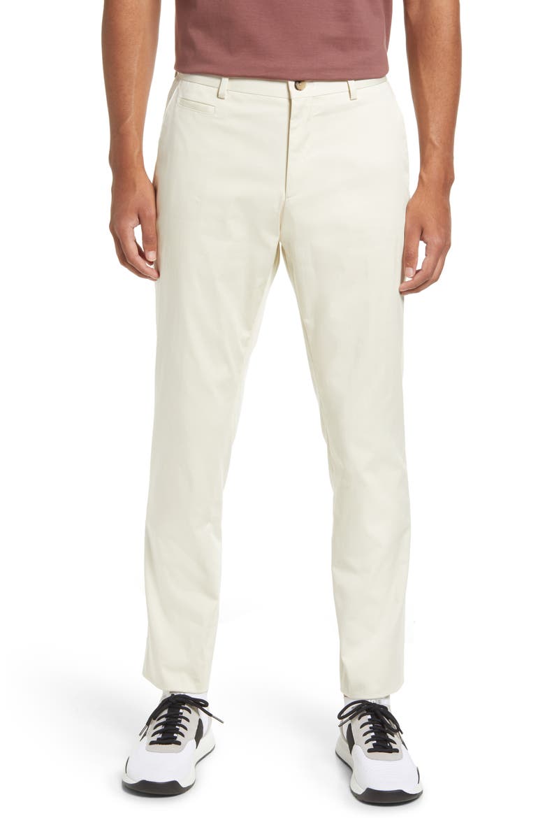 Hugo Boss Genius Slim Fit Stretch Pleated Pants, Main, color, OPEN WHITE