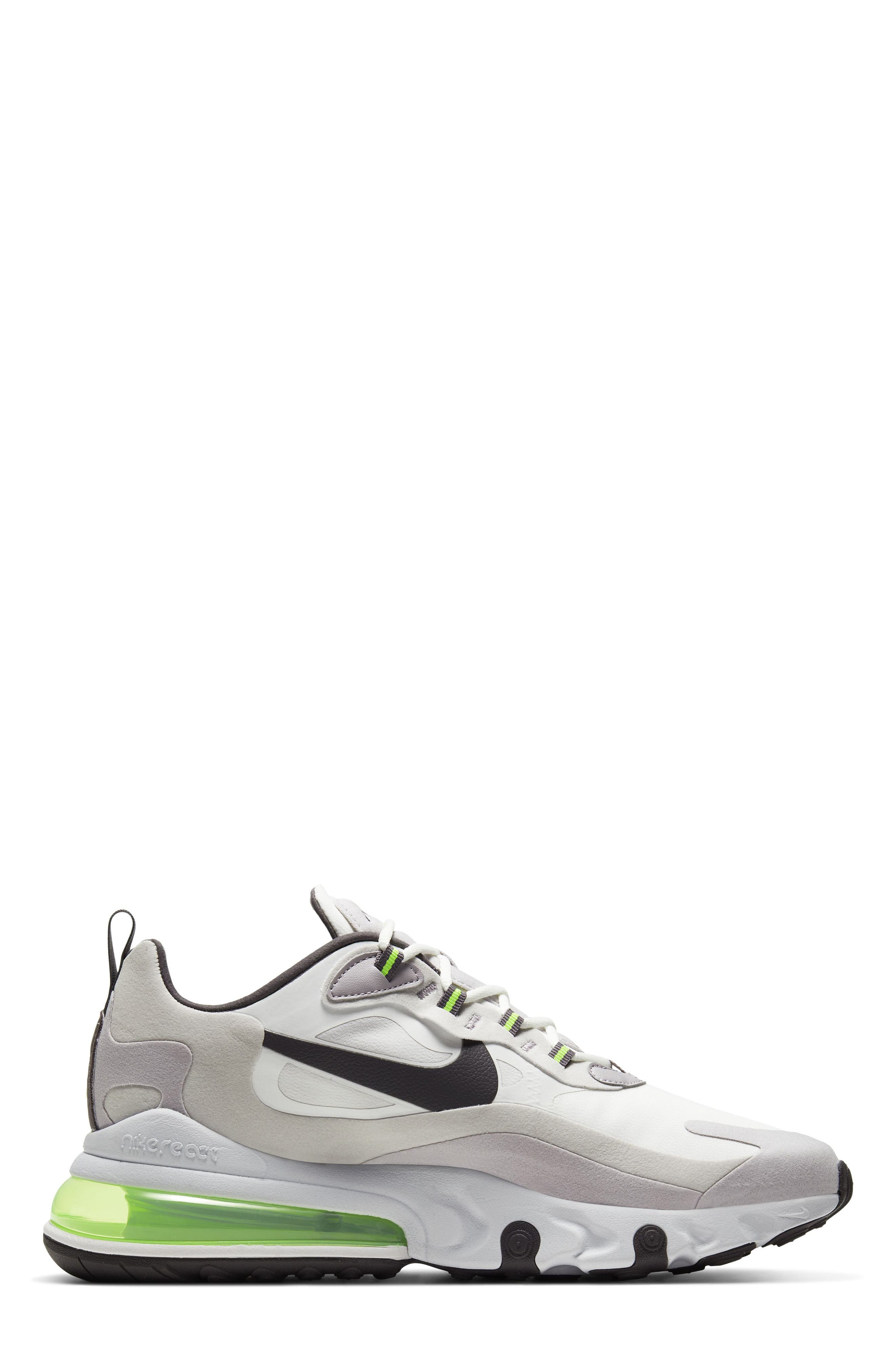Air Max 270 React Sneaker, Alternate, color, WHITE/ GREY/ SILVER LILAC