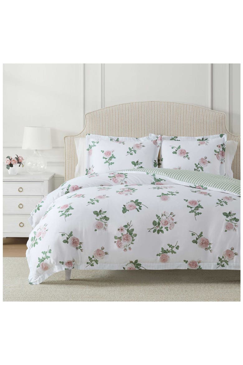 Tea Rose Cotton Sateen Duvet Cover Set, Alternate, color, WHITE/ PEARL PEACH/ PINK CLAY