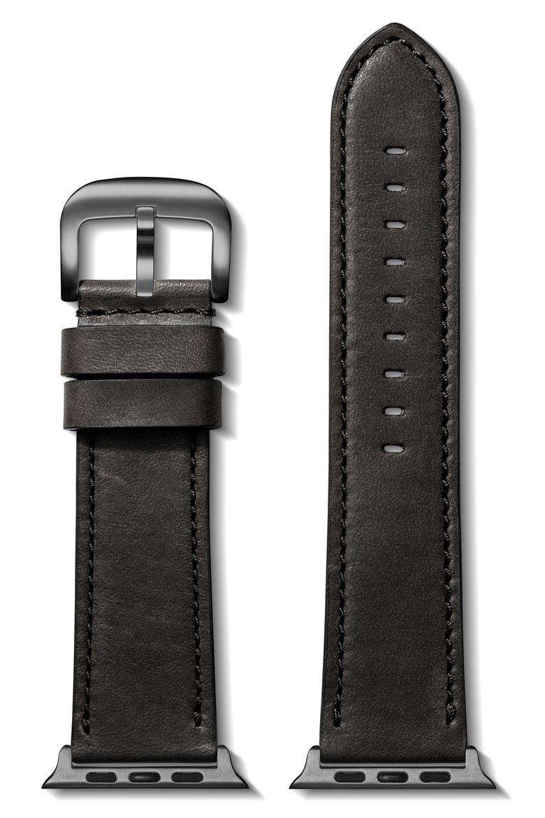 Grizzly Leather 21mm Apple Watch® Watchband, Main, color, BLACK