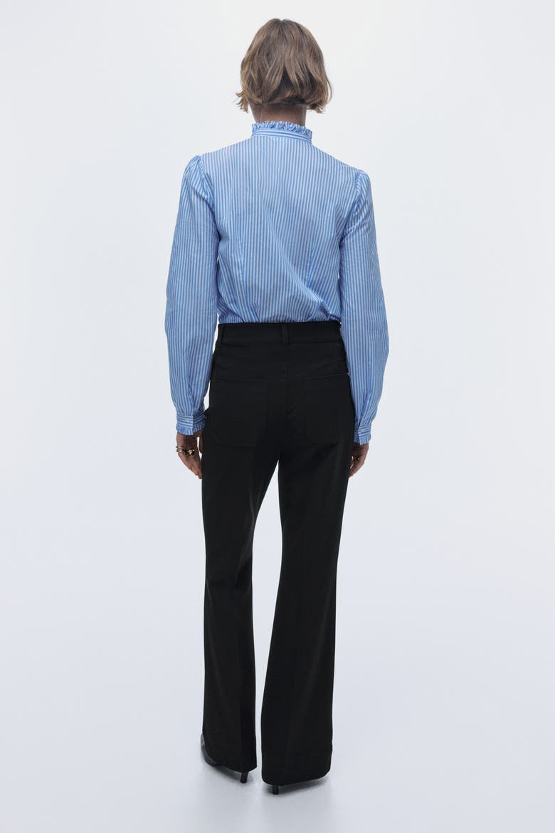 Flared Twill Trousers, Alternate, color, Black