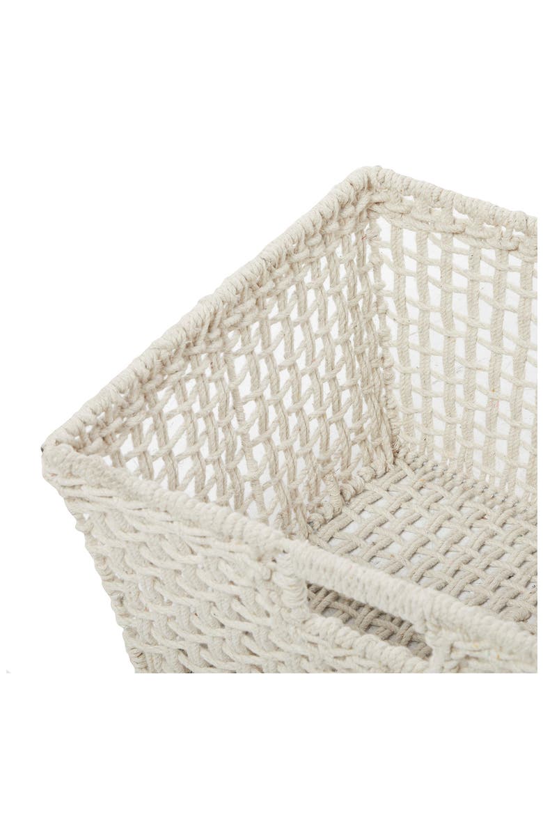 White Cotton Bohemian Storage Basket with Handles, Alternate, color, WHITE