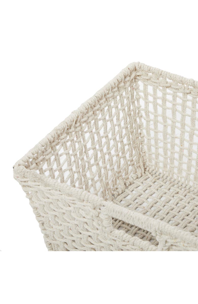 GINGER BIRCH STUDIO White Cotton Bohemian Storage Basket with Handles, Alternate, color,