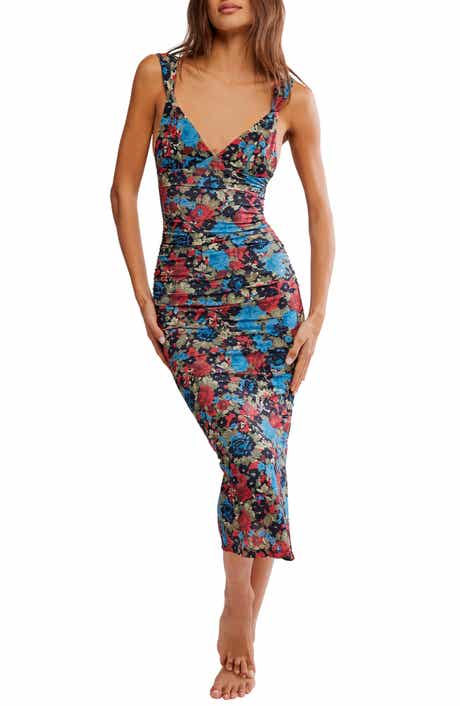 Free People Print Mesh Body-Con Dress