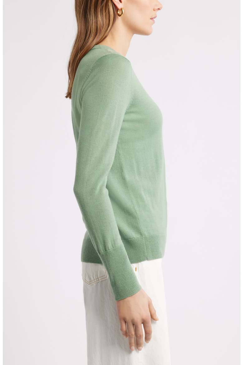 Merino Wool Blend Crewneck Sweater, Alternate, color, GREEN HEDGE