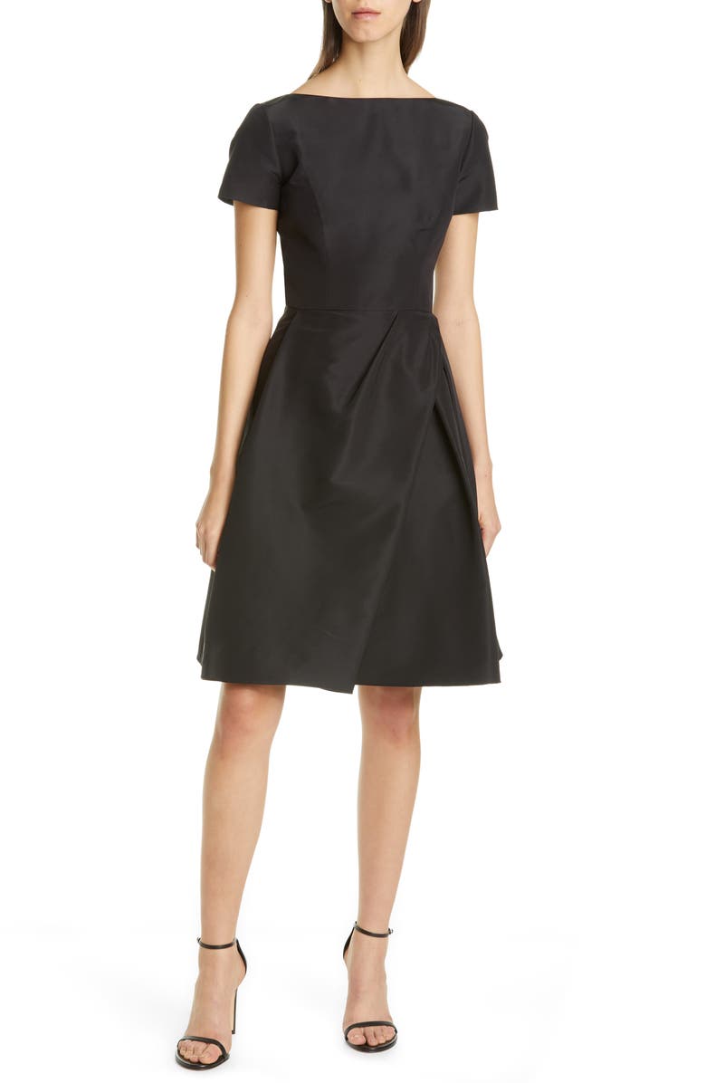Carolina Herrera Beatuea Neck Silk A-Line Dress, Main, color, 