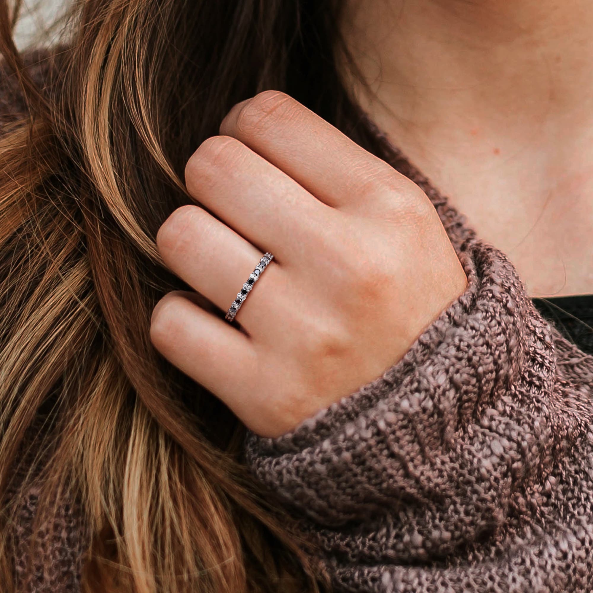 Julianna B. 1/2 CTW Black & White Diamond Band 14k (Women) | Nordstrom