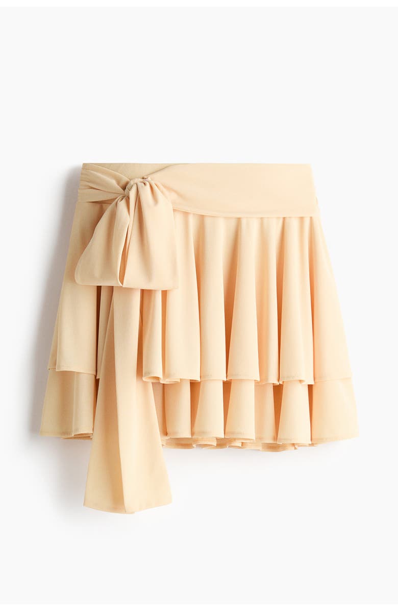 H&M Tiered Tie-belt Skirt, Main, color, Light Yellow